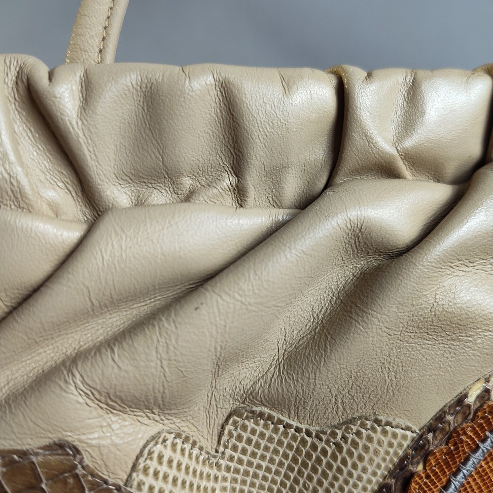 Vintage 80s Carlo Fiori Italy Snakeskin Patchwork Leather Shoulder Crossbody Bag - Picture 5 of 16
